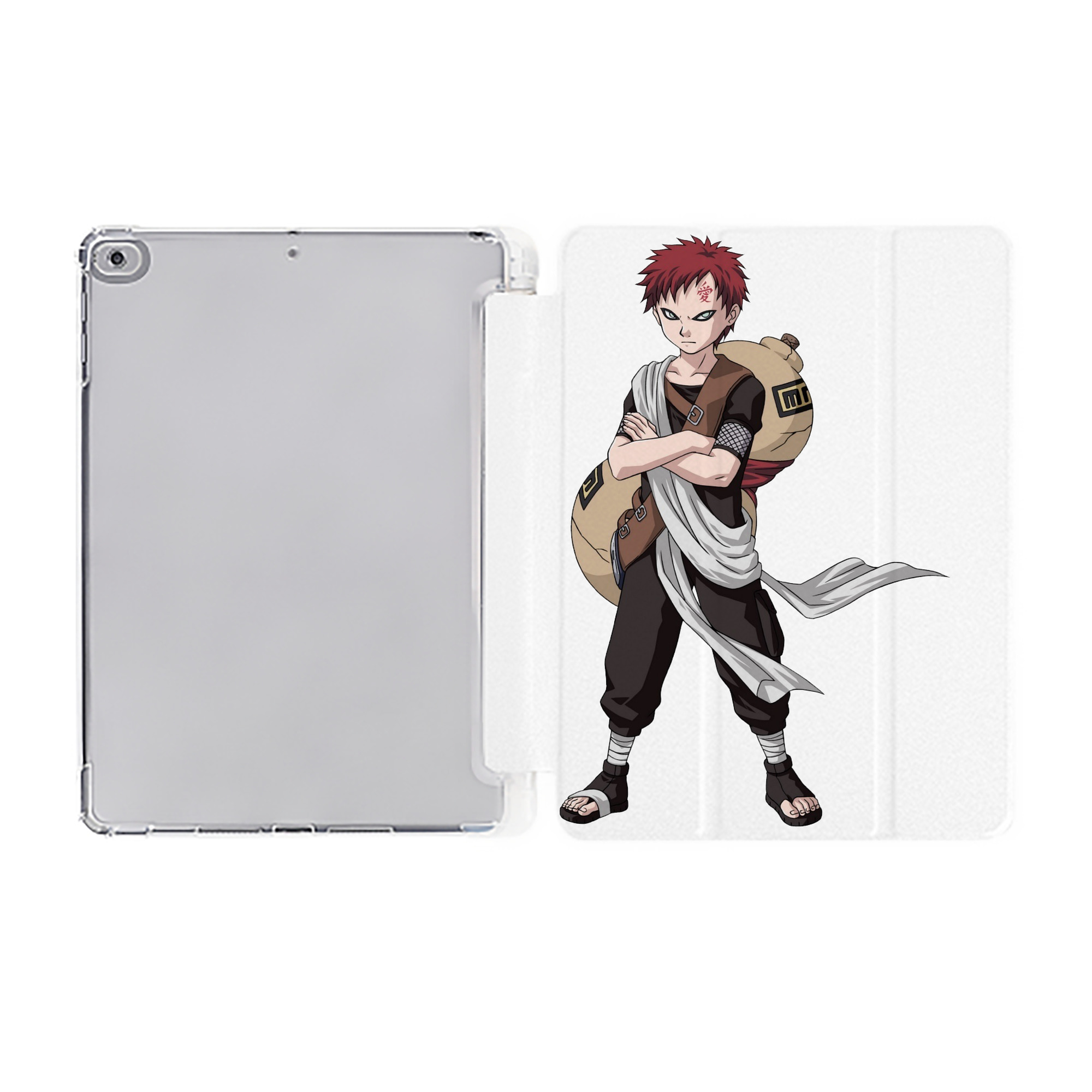 （画像用） NARUTO -ナルト- ガアラ Gaara IPad ケース ペン収納付き 三つ折りスタンド PUレザー×シリコン 対応機種9.5/10.5/10.9インチ